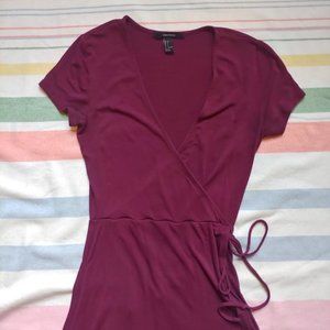 Forever 21 Maroon Faux Wrap Maxi Dress